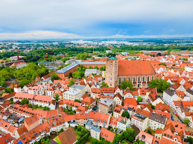 Ingolstadt old town aerial panoramic view. Ingolstadt is a city in Bavaria, Germany.