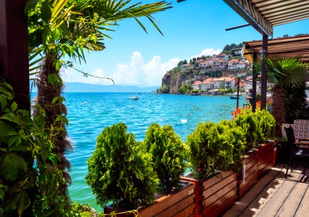 Photo of Idyllic view of the Ohrid lake, North Macedonia.