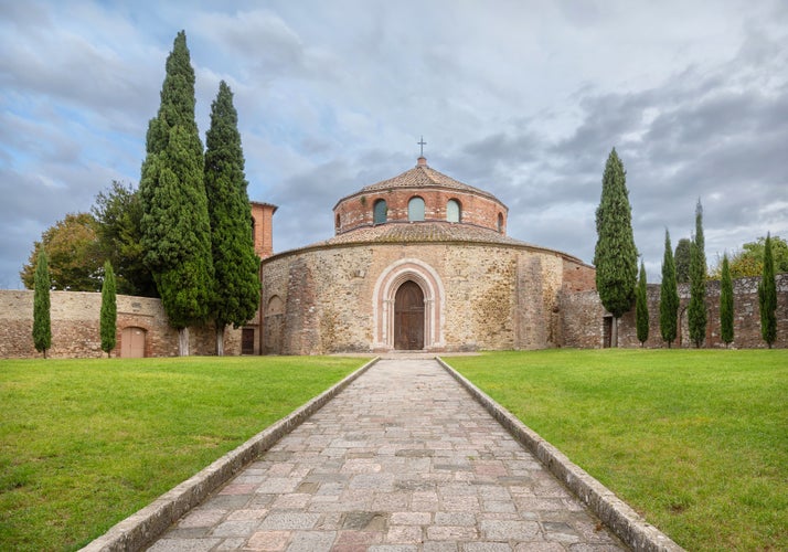 photo of view of Perugia, Italy. View of Chiesa di San Michele Arcangelo 5th century church known for its circular shape