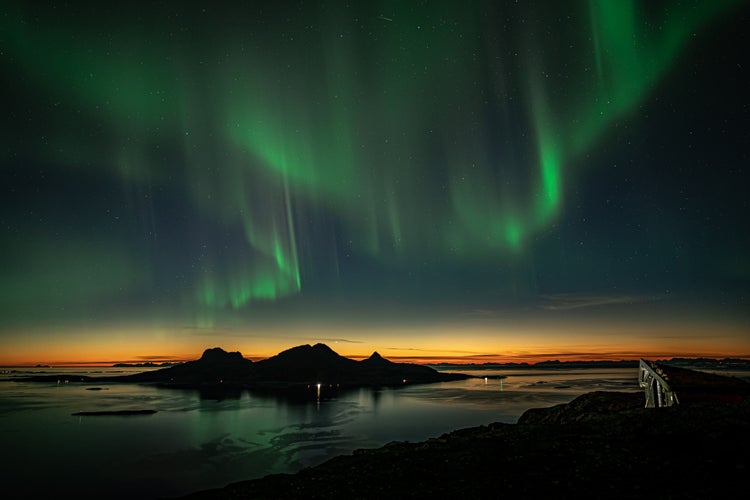 photo of view of  Aurora in Norway Landegode Bodø.