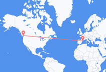 バンクーバーからバルセロナ行きのフライト