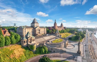 Photo of aerial view of Błonie, Poland.