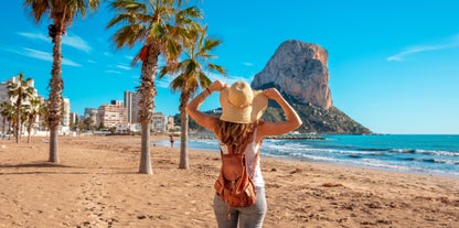 Photo of aerial view of Benidorm and Levante beach in Alicante Mediterranean of Spain.