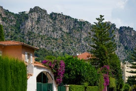 View of Mediterranean luxury resort and bay with yachts. Nice, Cote d'Azur, France. 