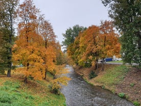 Panorama of Kaunas from Aleksotas hill, Lithuania.