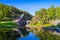 Photo of the Telemark Canal with old locks, tourist attraction in Skien, Norway.