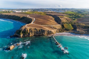 Photo of aerial view of Vasto Marina and Adriatic sea, Italy.