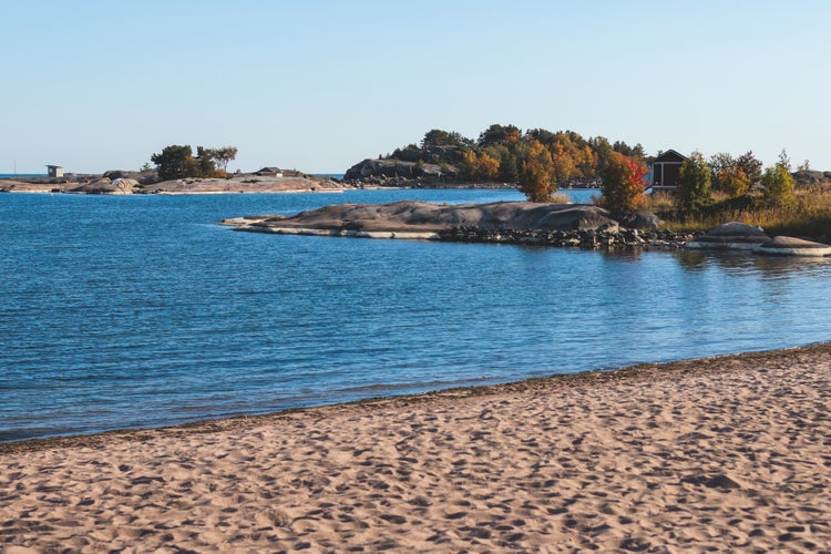 photo of view of View of Hanko town coast, Hango, Finland, with beach , Hanko, Finland.