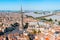 Photo of Bordeaux aerial panoramic view. Bordeaux is a port city on the Garonne river in Southwestern France.