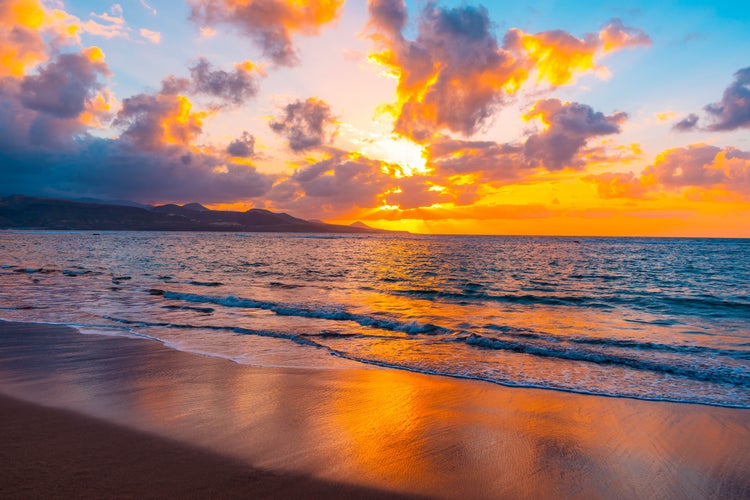 Photo of magical sky sunset at the Las Canteras beach in Las Palmas, Gran Canaria , Spain.