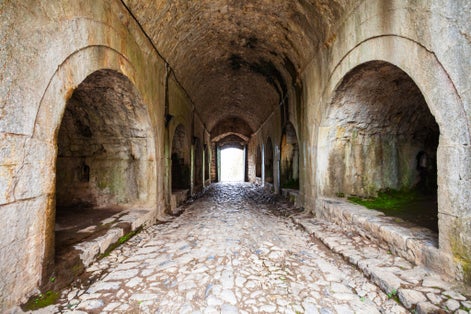 Photo from inside of Rozafa Castle Museum that is a ruined medieval fortress and castle in Shkoder city.