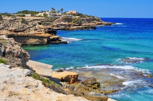 Photo of Eivissa ibiza town from red lighthouse red beacon in Balearic Islands, Spain.