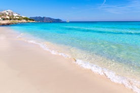 Photo of beautiful sandy beach of Cala Mesquida, Mallorca, Mediterranean Sea, Balearic islands, Spain.