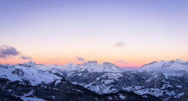 photo of view from above on Mountain Village of Megeve, French Alps.