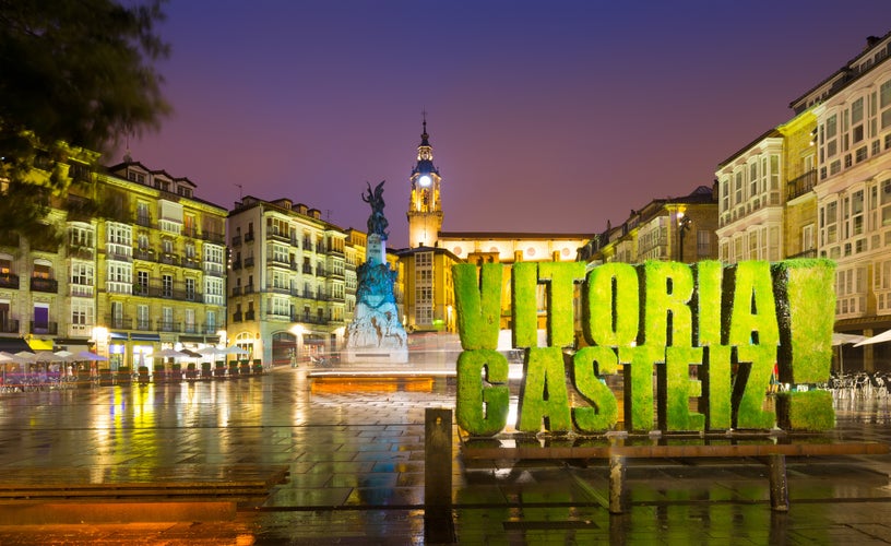 Photo of Evening view of Virgen Blanca Square. Vitoria-Gasteiz, Spain.