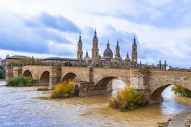 Photo of aerial view of beautiful landscape of Zaragoza, Spain.