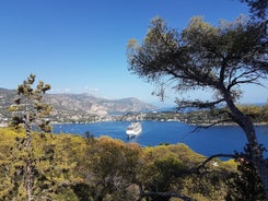 View of Mediterranean luxury resort and bay with yachts. Nice, Cote d'Azur, France. 