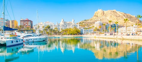 Photo of Murcia city centre and Segura river aerial panoramic view. Murcia is a city in south eastern Spain.