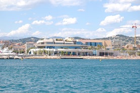 View of Mediterranean luxury resort and bay with yachts. Nice, Cote d'Azur, France. 