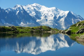 photo of French alps mountain and Saint-Gervais-les-Bains village, in spring in France.