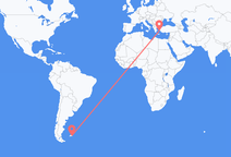 Flyreiser fra Mount Pleasant, Falklandsøyene til Ikaria, Hellas