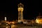 photo of view of the water tower of Siófok city at night, Siófok, Hungary.