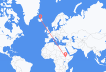 Flyrejser fra Gambela, Etiopien til Akureyri, Island