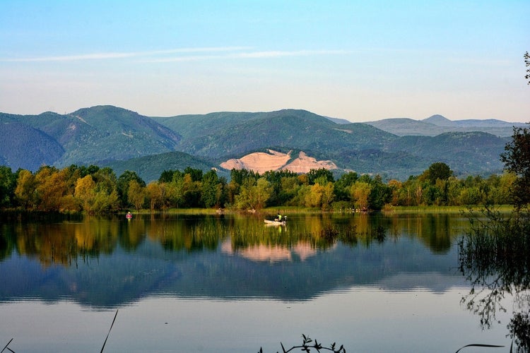 Lake and reflection view from the high-altitude Purenli plateau, located within the borders of Duzce and Sakarya in Turkey.