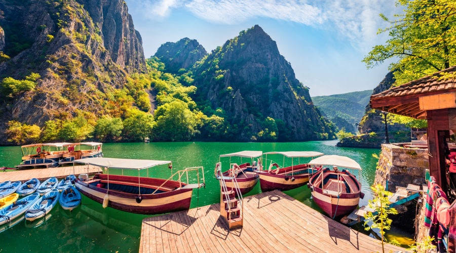 Photo of Attractive spring view of popular tourist destination - Matka Canyon. Wonderful morning scene of North Macedonia, Europe. Traveling concept background.