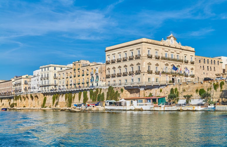 Taranto, Italy, the city center palaces and houses seen fom the sea