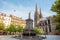 photo of morning view on the Victory square with monument and Clermont-Ferrand Cathedral in Clermont-Ferrand city in France.