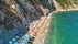 Panoramic aerial view of Sansone Beach, one of the most famous Elba Island tourist attraction.