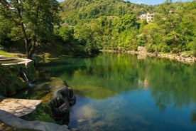 Photo of historical Jajce town in Bosnia and Herzegovina, famous for the spectacular Pliva waterfall.