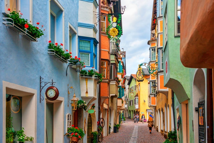 photo of view of Klausen (Chiusa) is a comune in South Tyrol in northern Italy. Picturesque streets of the ancient city, Bolzano, Italy.