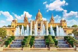 Photo of Sand beach and historical Old Town in mediterranean resort Sitges near Barcelona, Costa Dorada, Catalonia, Spain.