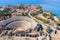 The Ancient City of Side, Antalya. The largest amphitheater in Turkey. The main street of the ancient city. 