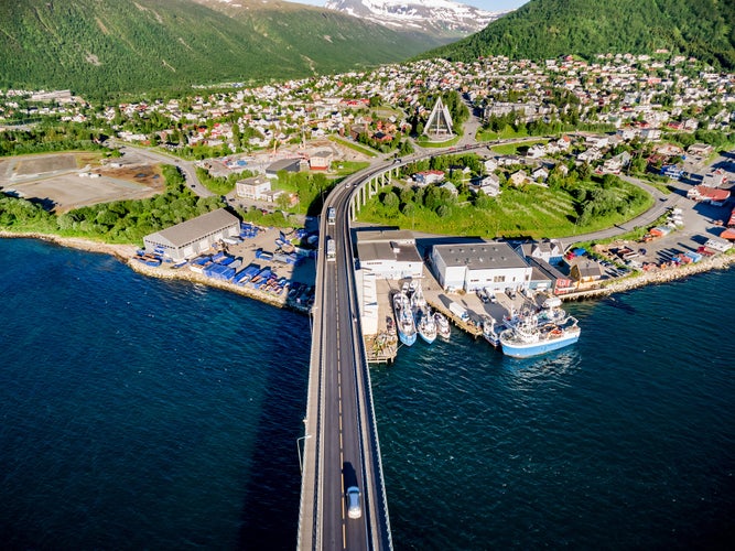 Bridge of city Tromso, Norway.