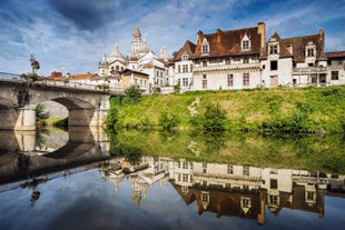 Photo of aerial panoramic view of Lugo galician city with buildings and landscape, Spain.