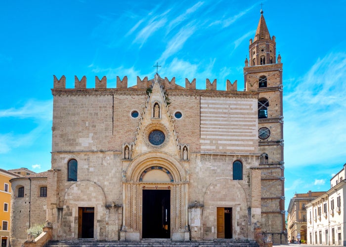 Photo of West front of the Teramo Cathedral, Italy.