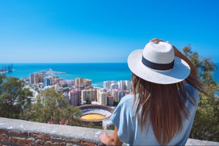 Photo of panoramic aerial view of Malaga on a beautiful summer day, Spain.