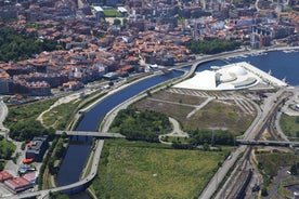 Photo of aerial view of Aviles city, Spain.