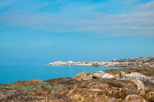 Photo of perfect summer aerial view of Diamante port, Italy.