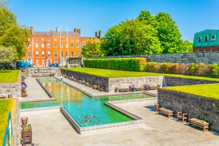 Photo of panorama of the waterfront of Malahide, with beautiful seafront homes. Malahide is an affluent coastal settlement, County Dublin, Ireland.