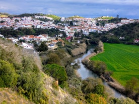 photo of an aerial view of Vila Nova de Milfontes, Alentejo Coast, Portugal.