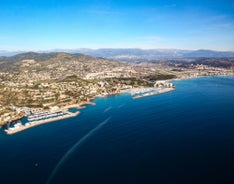 photo of an aerial view of Château de la Napoule and Mandelieu-la-Napoule is a commune in the Alpes-Maritimes department in the Provence-Alpes-Côte d'Azur region in southeastern France.