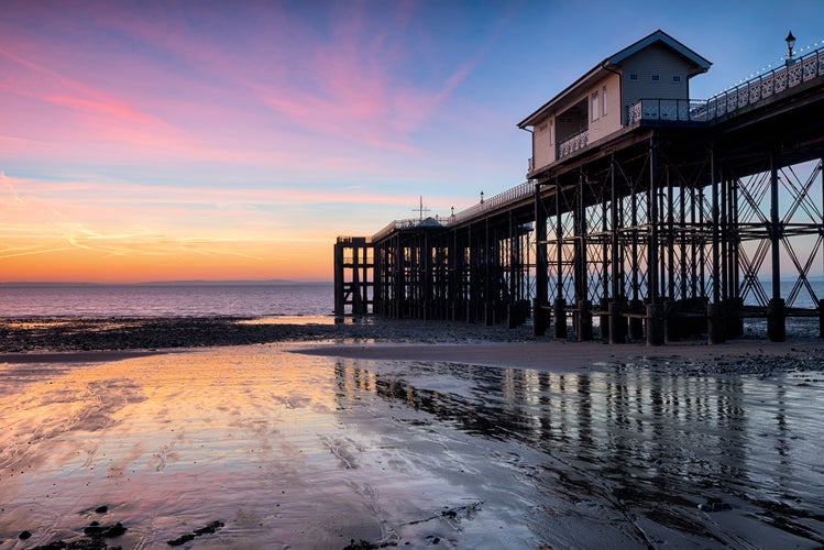 Photo of beautiful dawn over Penarth Pier near Cardiff on the south Wales coastline.