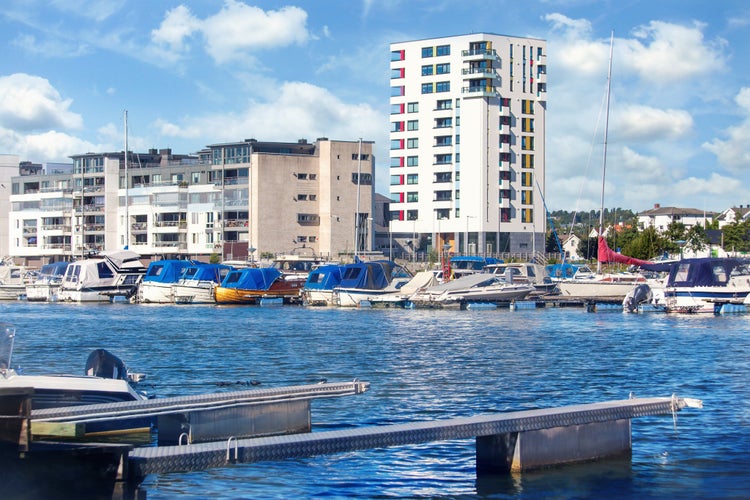 Boats and yachts in the quay in Sandefjord, Norway