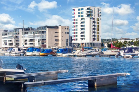 Boats and yachts in the quay in Sandefjord, Norway