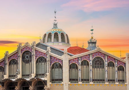 Photo of Central market (Mercat Central) building in Valencia, Spain.