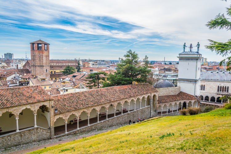 UDINE, ITALY –  Torre di Porta Aquileia. This historic tower is part of Udine’s medieval city walls, offering a glimpse into the city's architectural heritage and history.